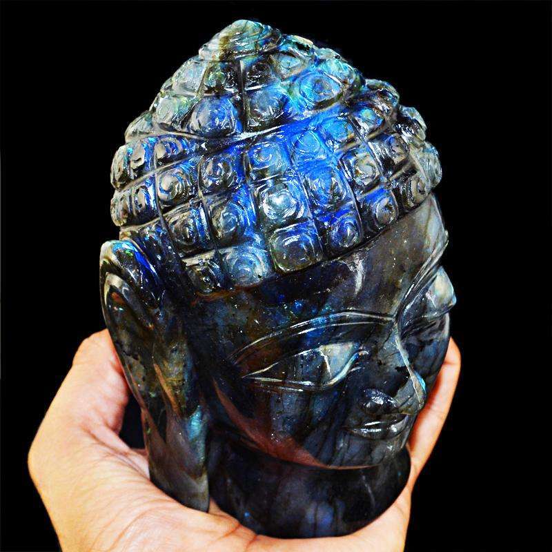 gemsmore:SOLD OUT :  Amazing Flash Labradorite Lord Buddha Head