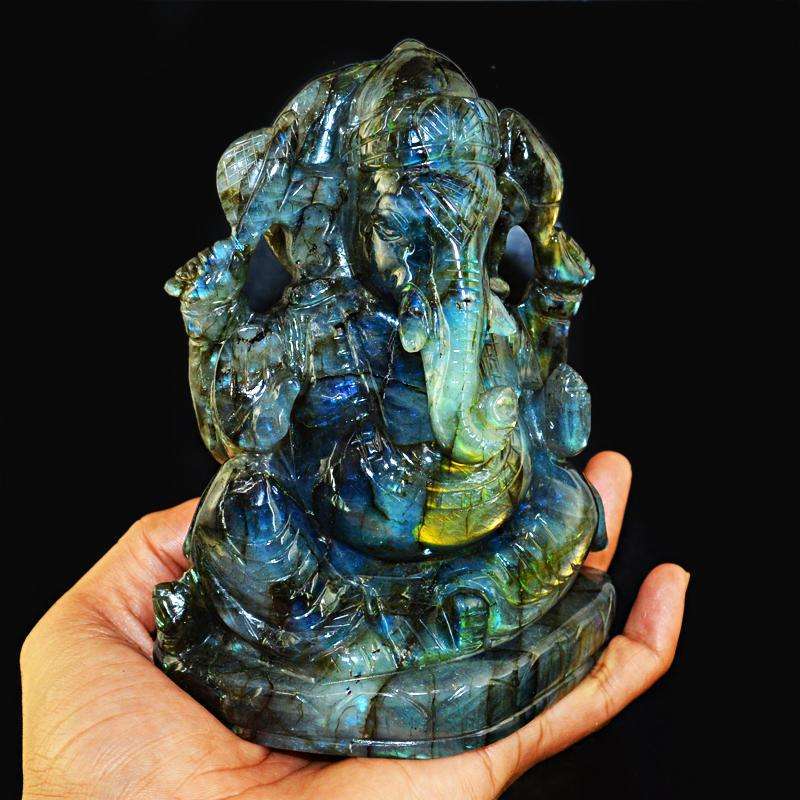 gemsmore:SOLD OUT : Amazing Flash Labradorite Lord Ganesha Idol