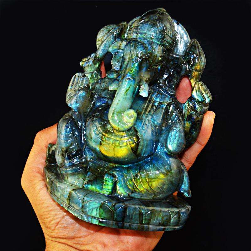 gemsmore:SOLD OUT : Amazing Flash Labradorite Lord Ganesha Idol