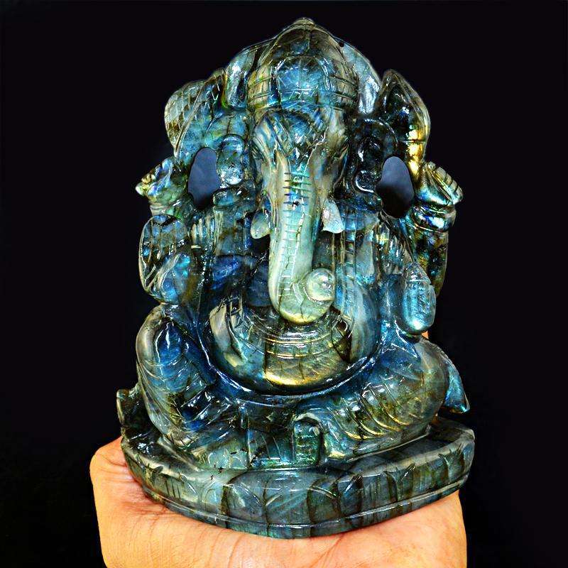 gemsmore:SOLD OUT : Amazing Flash Labradorite Lord Ganesha Idol