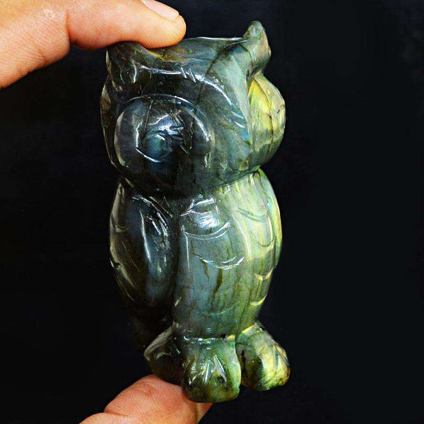 gemsmore:SOLD OUT : Amazing Golden Flash Labardorite Owl