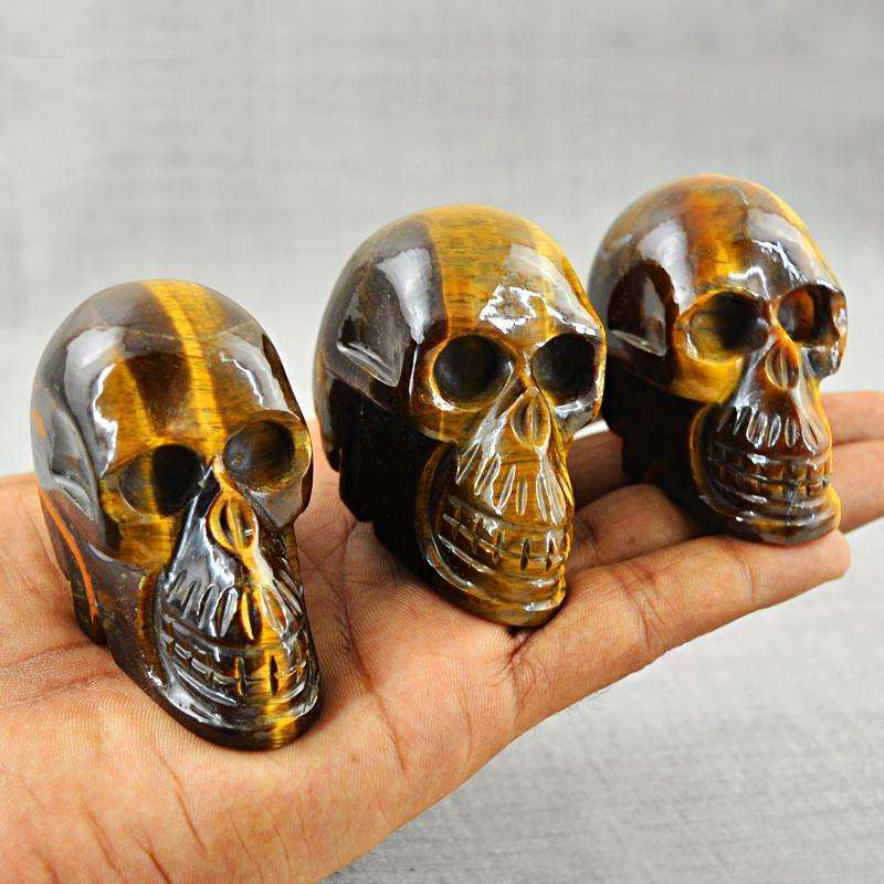 gemsmore:SOLD OUT : Amazing Golden Tiger Eye Gemstone Skull Lot