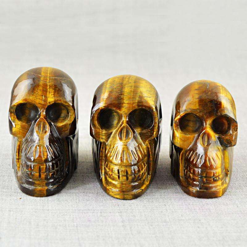 gemsmore:SOLD OUT : Amazing Golden Tiger Eye Gemstone Skull Lot