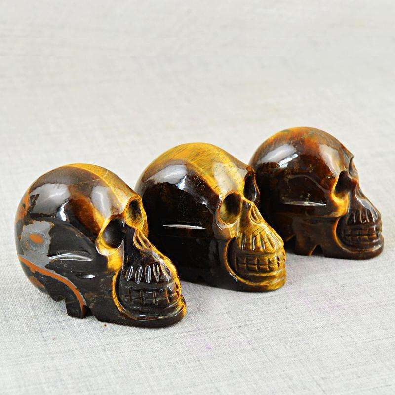 gemsmore:SOLD OUT : Amazing Golden Tiger Eye Gemstone Skull Lot