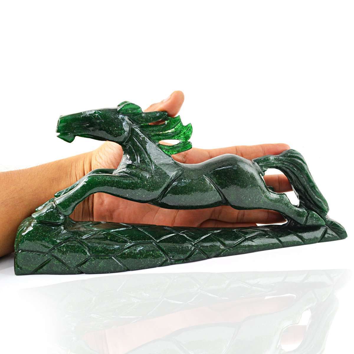 gemsmore:SOLD OUT : Amazing Green Jade Horse Statue