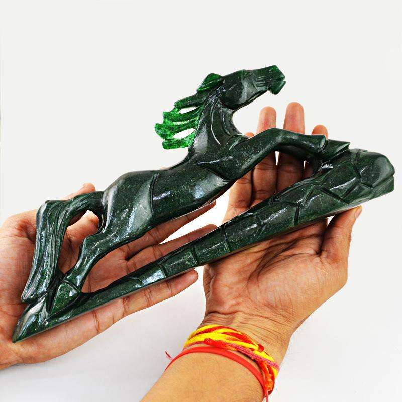 gemsmore:SOLD OUT : Amazing Green Jade Horse Statue