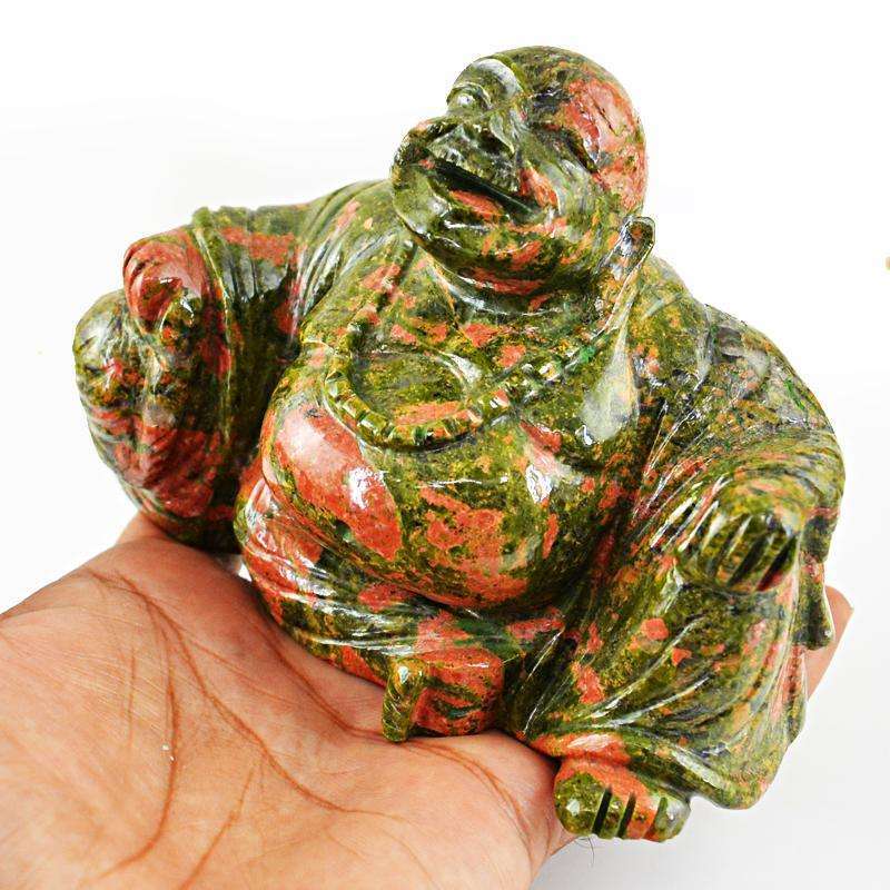 gemsmore:SOLD OUT : Blood Green Unakite Laughing Buddha (Happy Man)