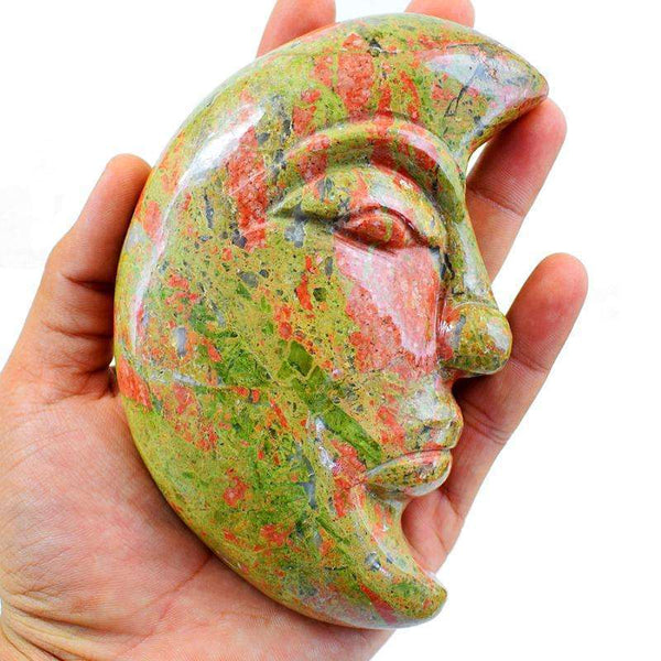 gemsmore:SOLD OUT :  Blood Green Unakite Moon Face