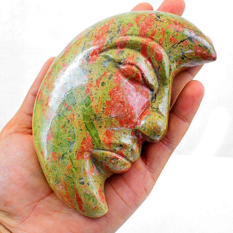 gemsmore:SOLD OUT :  Blood Green Unakite Moon Face