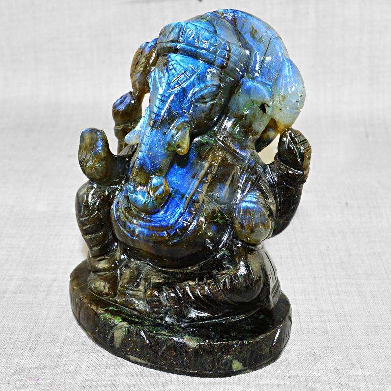 gemsmore:SOLD OUT : Blue Flash Labradorite Gemstone Lord Ganesha Idol