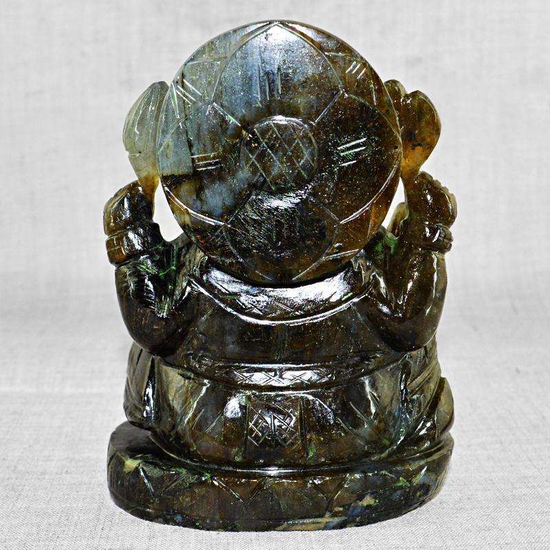 gemsmore:SOLD OUT : Blue Flash Labradorite Gemstone Lord Ganesha Idol