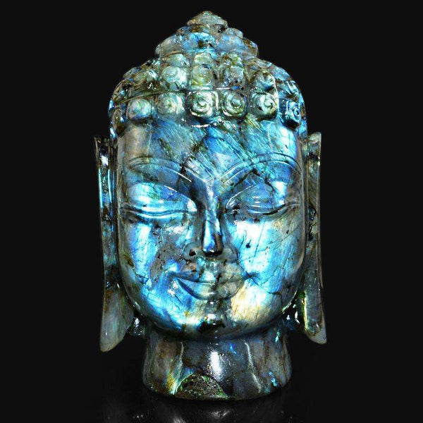 gemsmore:SOLD OUT :  Blue Flash Labradorite Lord Buddha Head