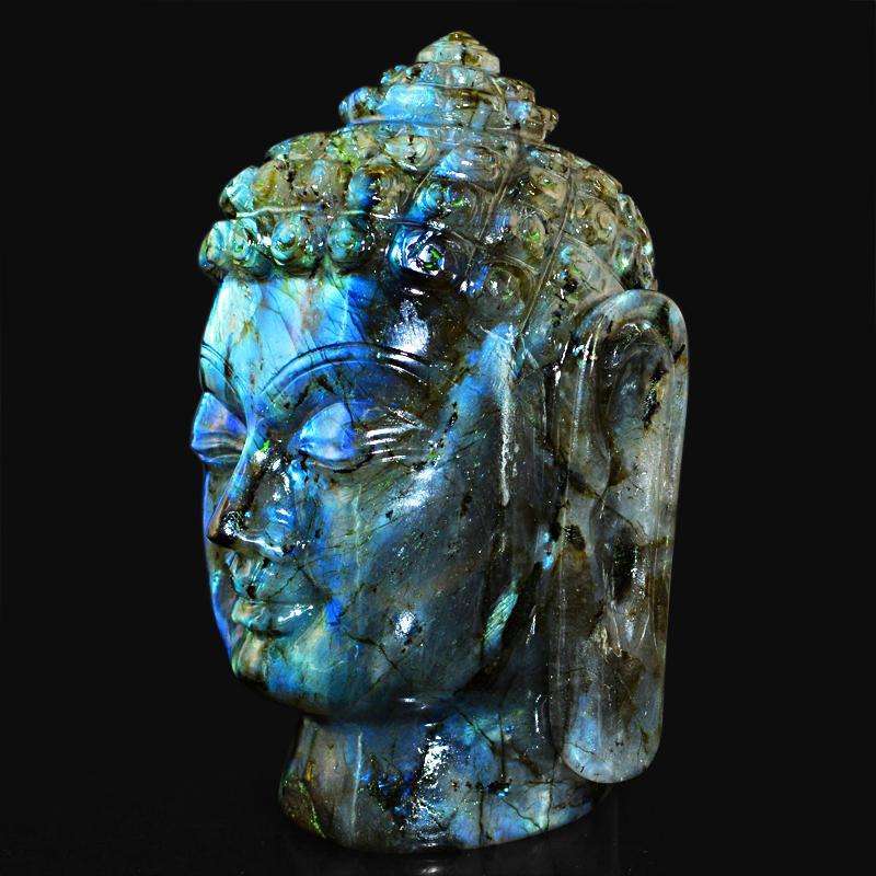 gemsmore:SOLD OUT :  Blue Flash Labradorite Lord Buddha Head