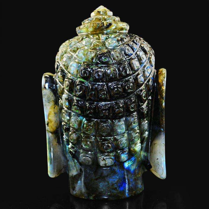 gemsmore:SOLD OUT :  Blue Flash Labradorite Lord Buddha Head