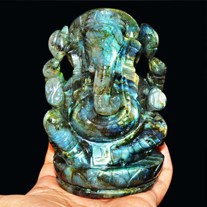 gemsmore:SOLD OUT : Blue Flash Labradorite Lord Ganesha Idol