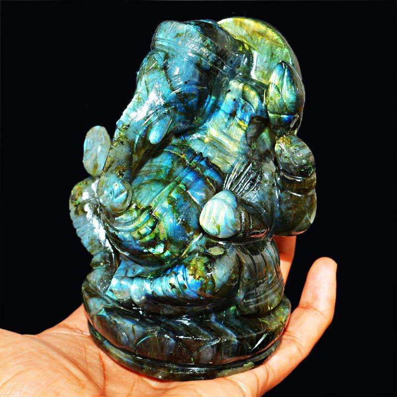 gemsmore:SOLD OUT : Blue Flash Labradorite Lord Ganesha Idol