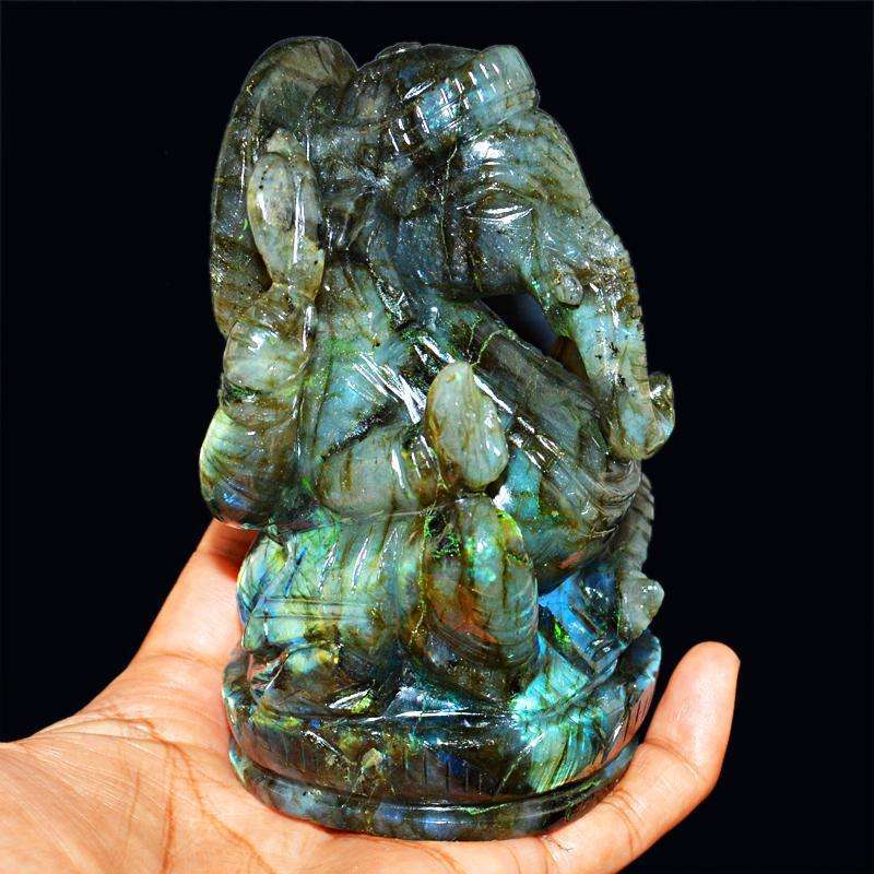 gemsmore:SOLD OUT : Blue Flash Labradorite Lord Ganesha Idol