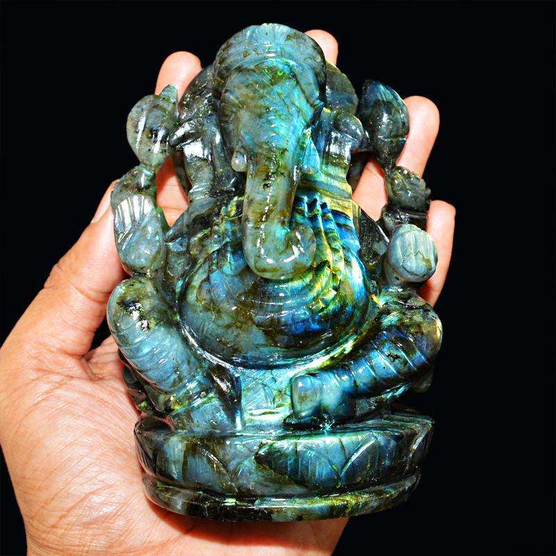 gemsmore:SOLD OUT : Blue Flash Labradorite Lord Ganesha Idol