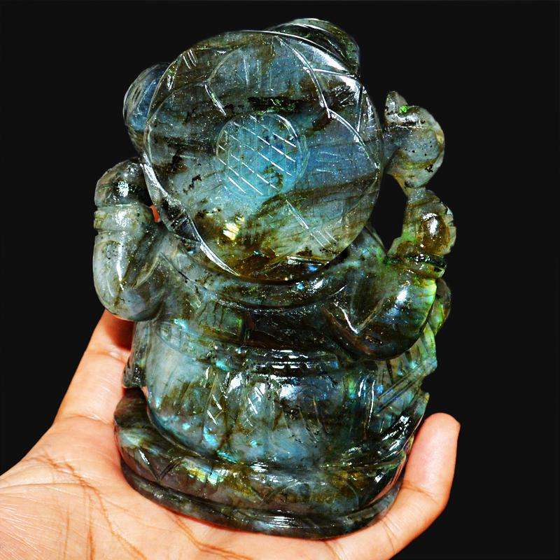 gemsmore:SOLD OUT : Blue Flash Labradorite Lord Ganesha Idol