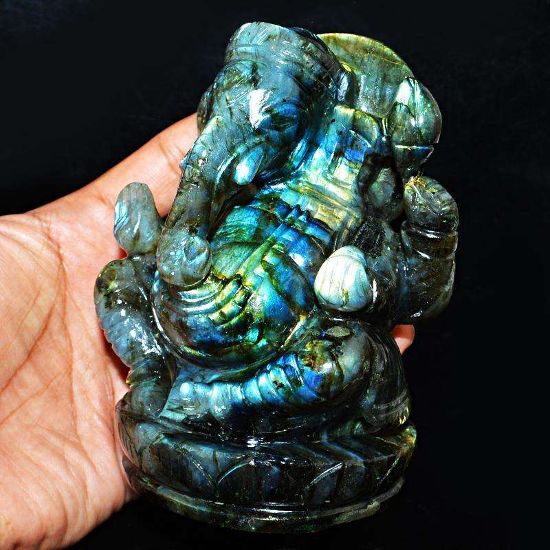 gemsmore:SOLD OUT : Blue Flash Labradorite Lord Ganesha Idol