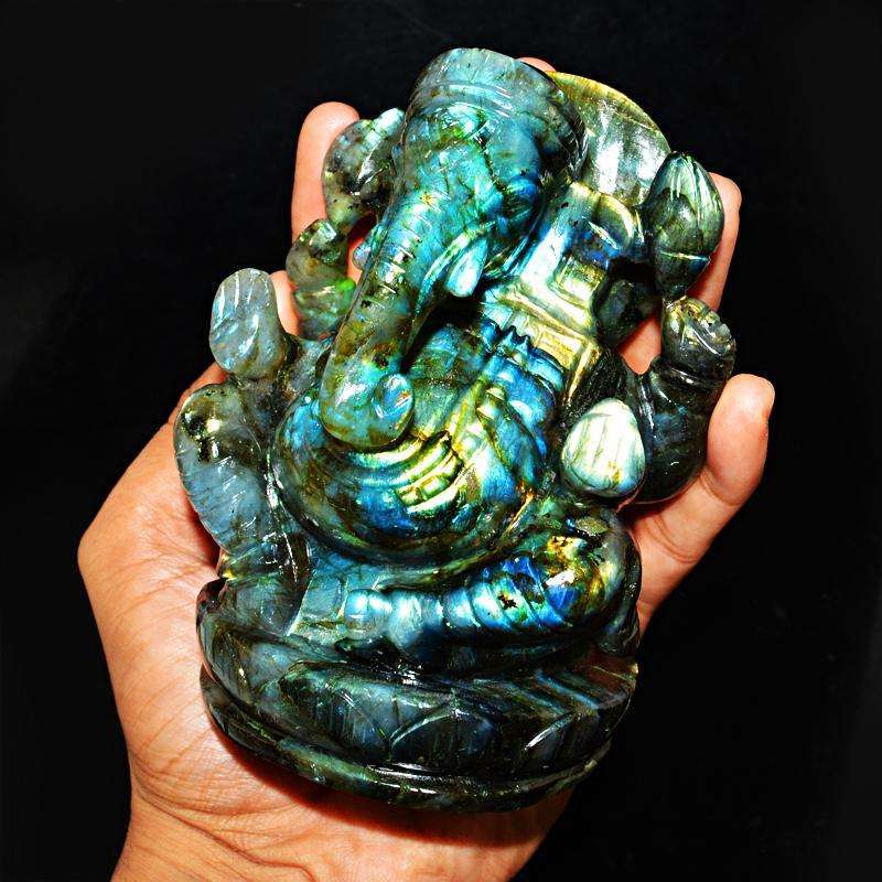 gemsmore:SOLD OUT : Blue Flash Labradorite Lord Ganesha Idol