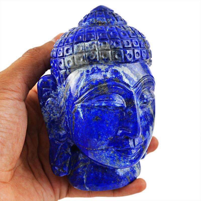 gemsmore:SOLD OUT : Blue Lapis Lazuli Lord Buddha Head Idol
