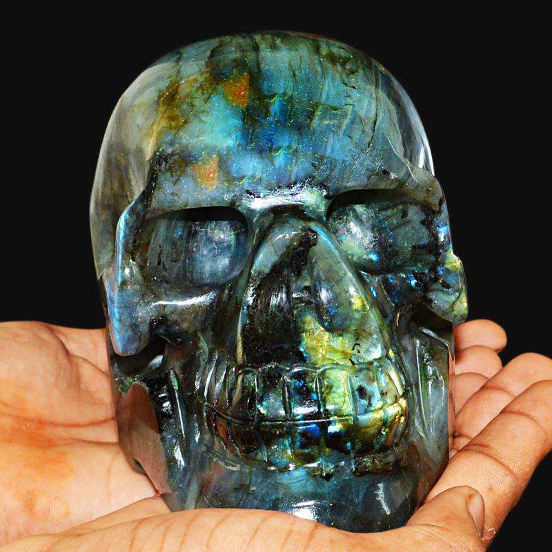 gemsmore:SOLD OUT : Exclusive Amazing Flash Labradorite Gemstone Skull