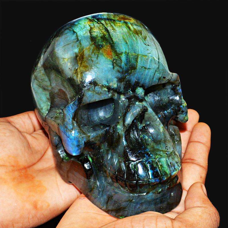 gemsmore:SOLD OUT : Exclusive Amazing Flash Labradorite Gemstone Skull