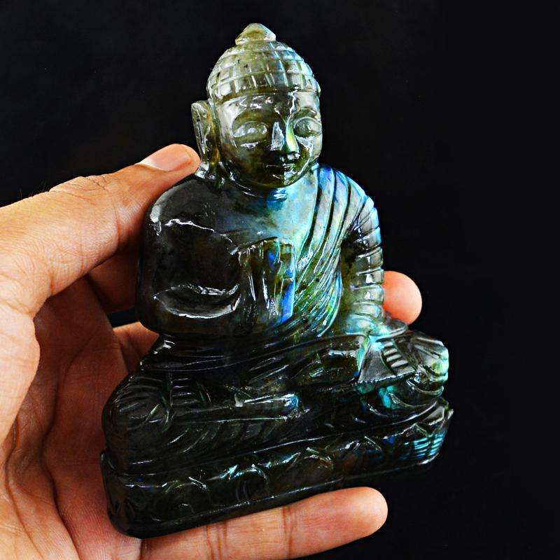 gemsmore:SOLD OUT :  Exclusive Amazing Flash Labradorite Lord Buddha Idol