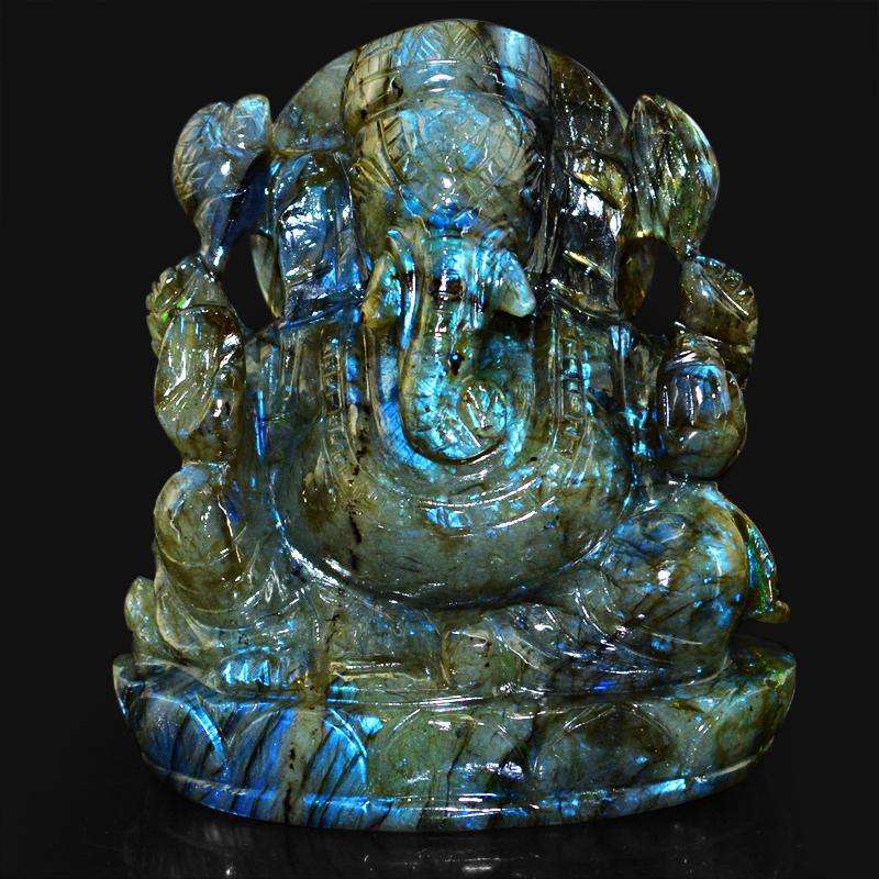 gemsmore:SOLD OUT : Exclusive Amazing Flash Labradorite Lord Ganesha Idol