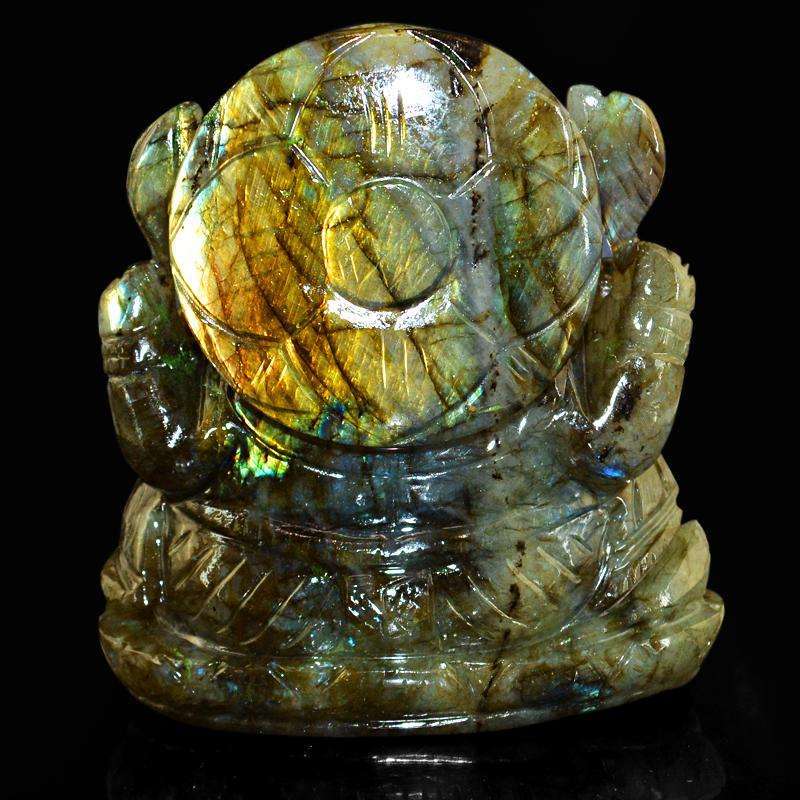 gemsmore:SOLD OUT : Exclusive Amazing Flash Labradorite Lord Ganesha Idol