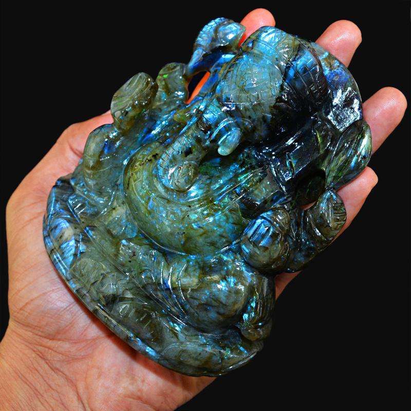 gemsmore:SOLD OUT : Exclusive Amazing Flash Labradorite Lord Ganesha Idol