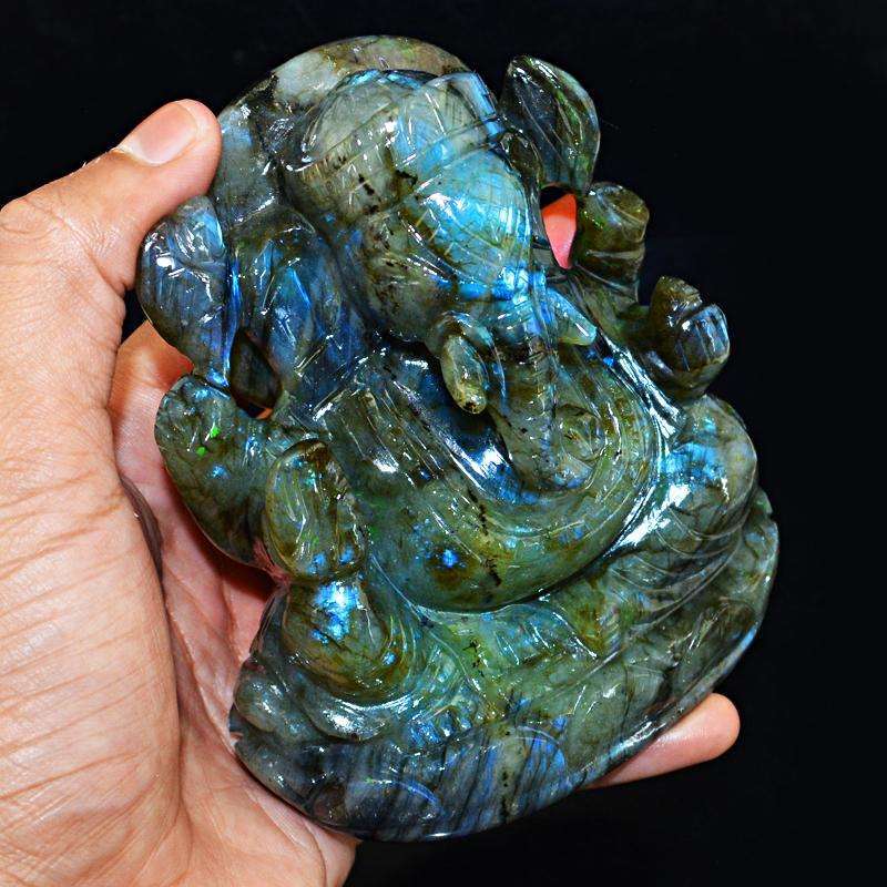 gemsmore:SOLD OUT : Exclusive Amazing Flash Labradorite Lord Ganesha Idol