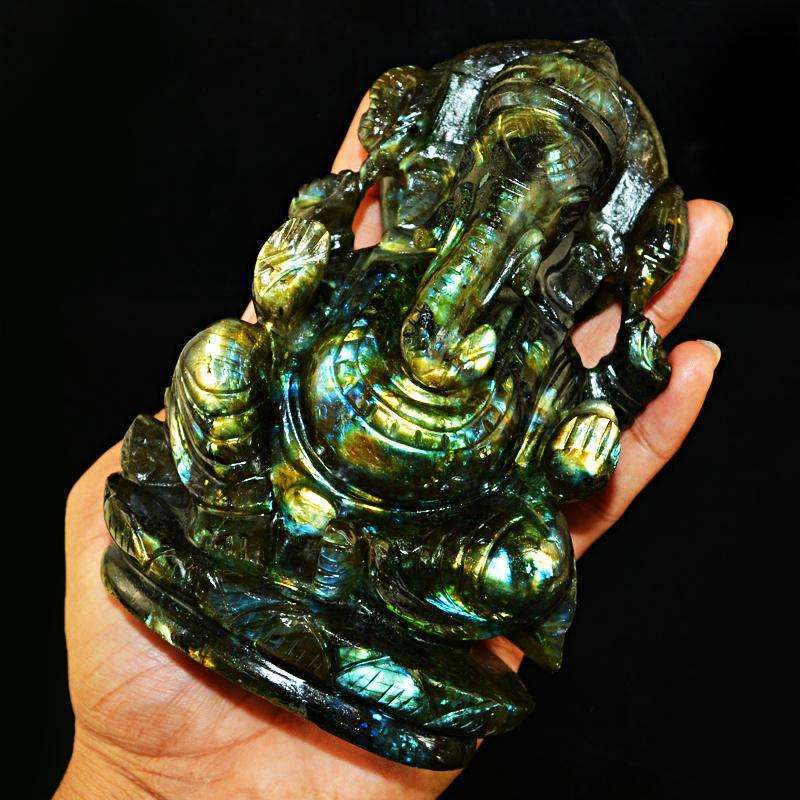 gemsmore:SOLD OUT : Exclusive Amazing Flash Labradorite Lord Ganesha Idol