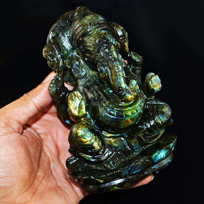 gemsmore:SOLD OUT : Exclusive Amazing Flash Labradorite Lord Ganesha Idol