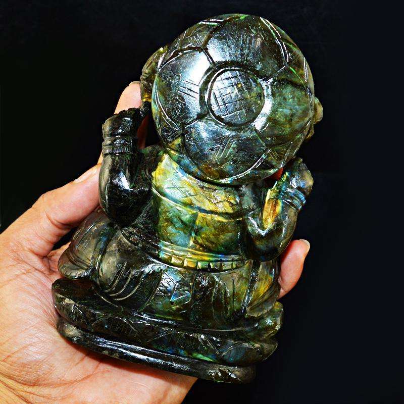 gemsmore:SOLD OUT : Exclusive Amazing Flash Labradorite Lord Ganesha Idol