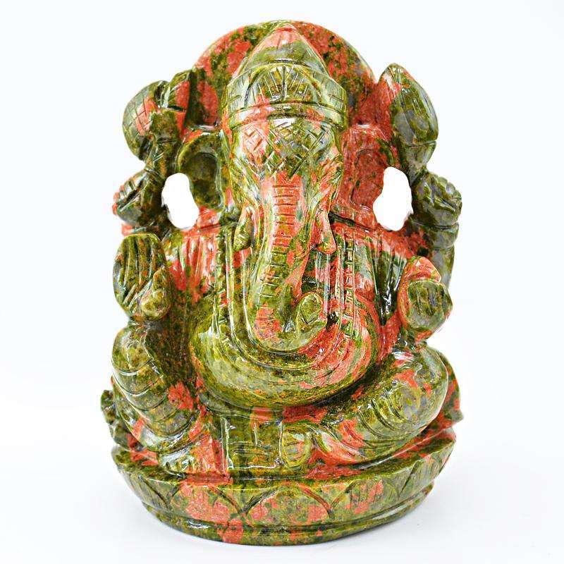 gemsmore:SOLD OUT : Exclusive Blood Green Unakite Lord Ganesha Idol