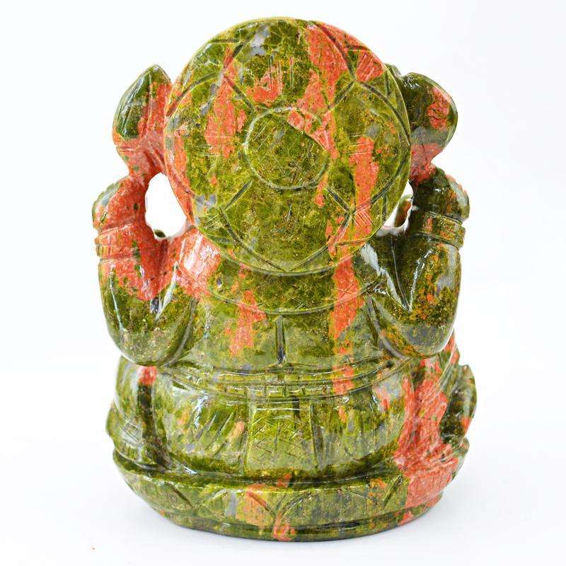 gemsmore:SOLD OUT : Exclusive Blood Green Unakite Lord Ganesha Idol