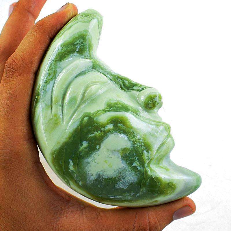 gemsmore:SOLD OUT : Forest Green Jasper Moon Face