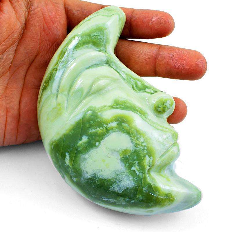 gemsmore:SOLD OUT : Forest Green Jasper Moon Face