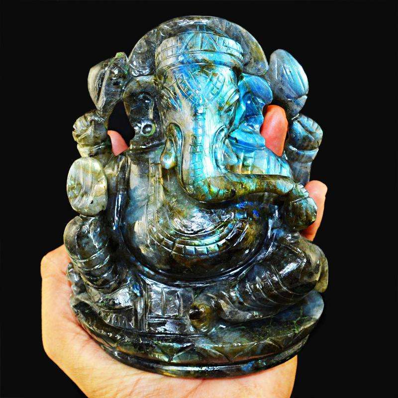 gemsmore:SOLD OUT : Genuine Blue Flash Labradorite Lord Ganesha Idol