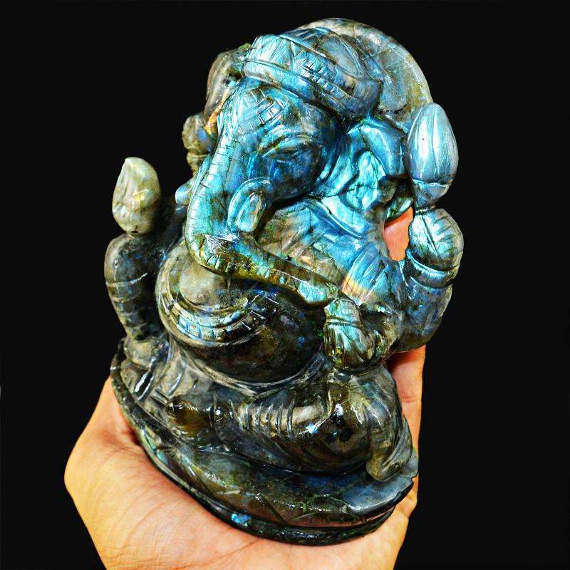 gemsmore:SOLD OUT : Genuine Blue Flash Labradorite Lord Ganesha Idol