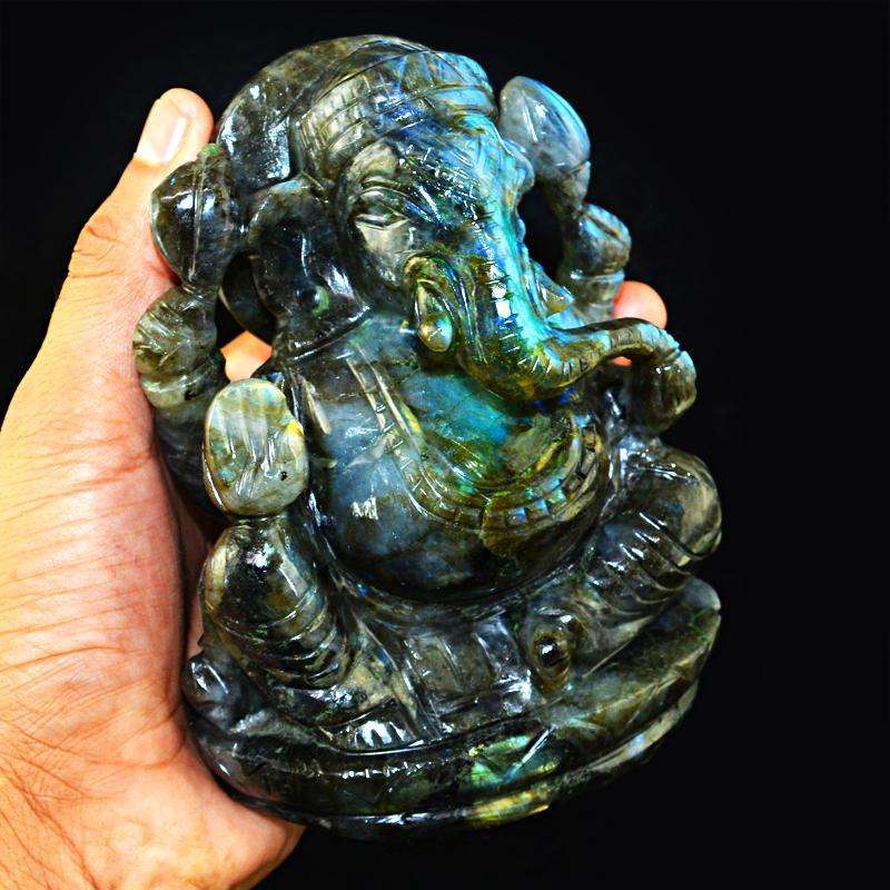 gemsmore:SOLD OUT : Genuine Blue Flash Labradorite Lord Ganesha Idol