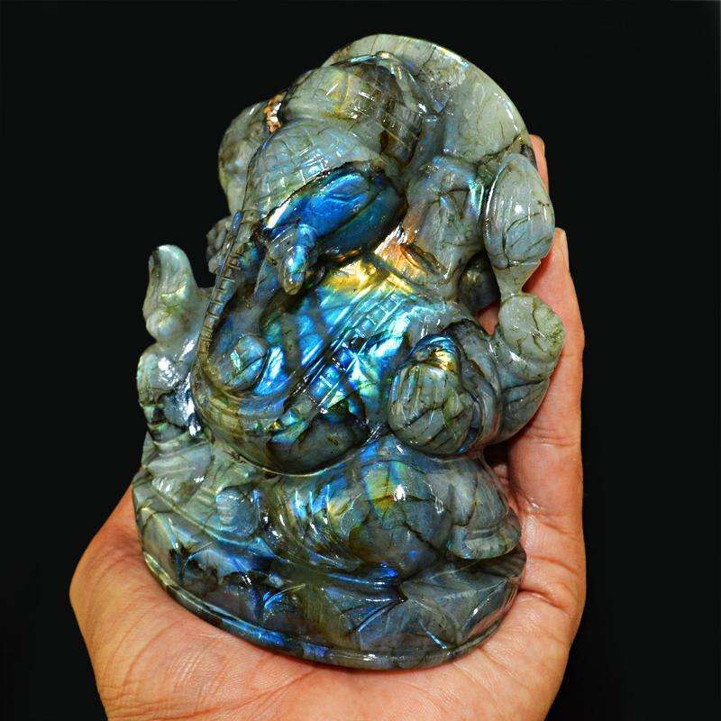 gemsmore:SOLD OUT : Genuine Blue Flash Labradorite Lord Ganesha