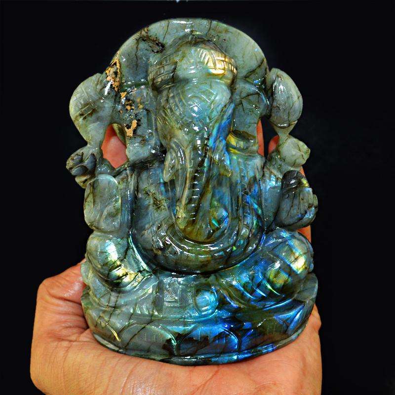 gemsmore:SOLD OUT : Genuine Blue Flash Labradorite Lord Ganesha
