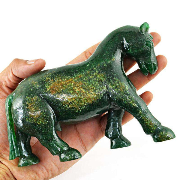 gemsmore:SOLD OUT : Genuine Green Jade Horse Carving
