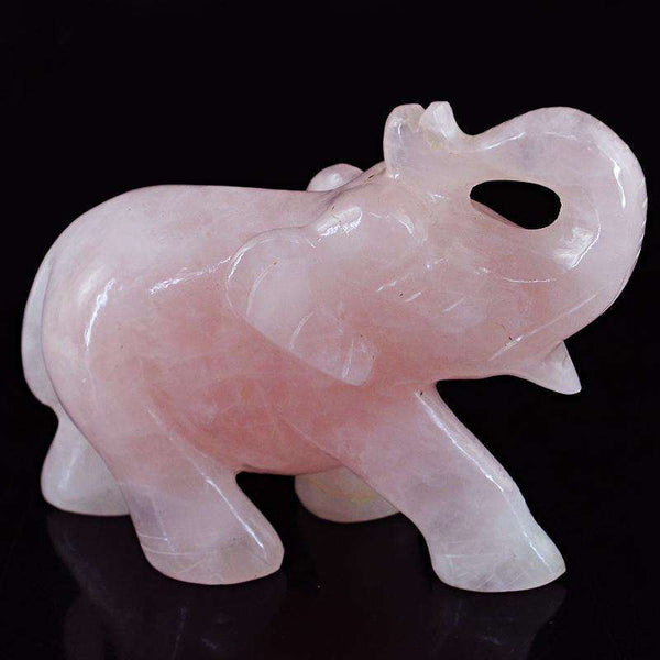 gemsmore:SOLD OUT :  Genuine Pink Rose Quartz Elephant
