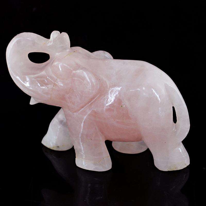 gemsmore:SOLD OUT :  Genuine Pink Rose Quartz Elephant