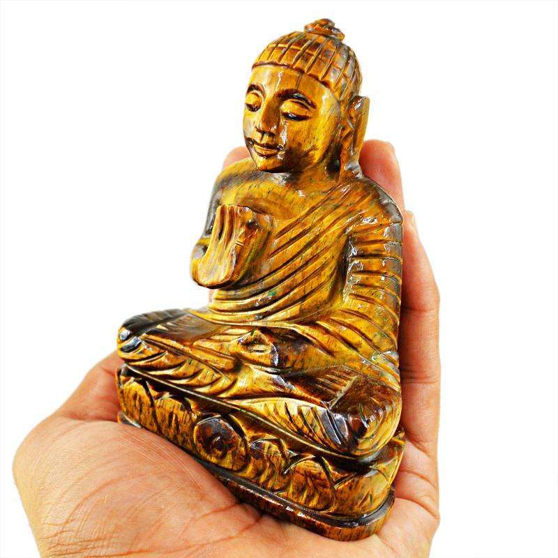 gemsmore:SOLD OUT : Golden Tiger Eye Gemstone Lord Buddha Idol