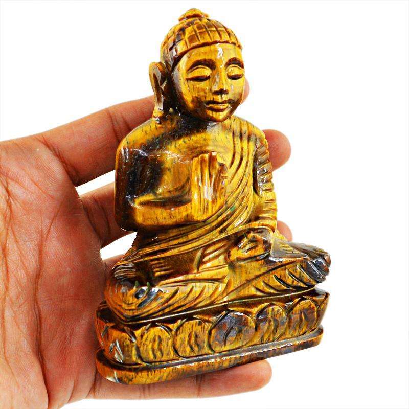 gemsmore:SOLD OUT : Golden Tiger Eye Gemstone Lord Buddha Idol